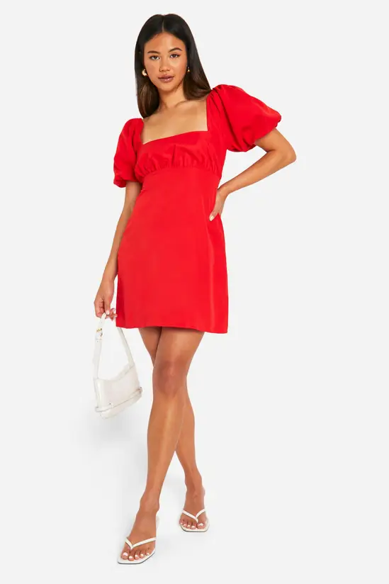 Puff Sleeve Red Dresses
